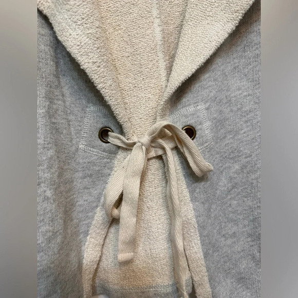 Lilla P French terry 3/4 sleeve grey open front cardigan with tie - Picture 4 of 7